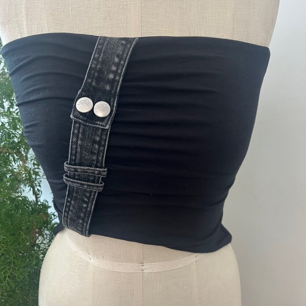 I. AM.‎ GIA Strapless Top With Denim Decorative Strap Size  X Small